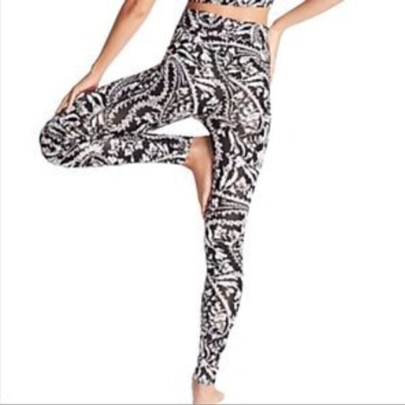 INTIMATELY FREE PEOPLE ~ Paisley black and pink athletic pants - Picture 2 of 7